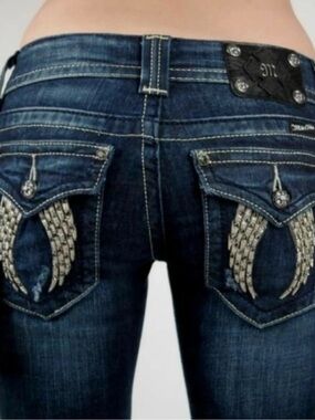 Miss Me Angel Wings Embellished Bootcut Jeans Denim 29 Embroidered Bejeweled
